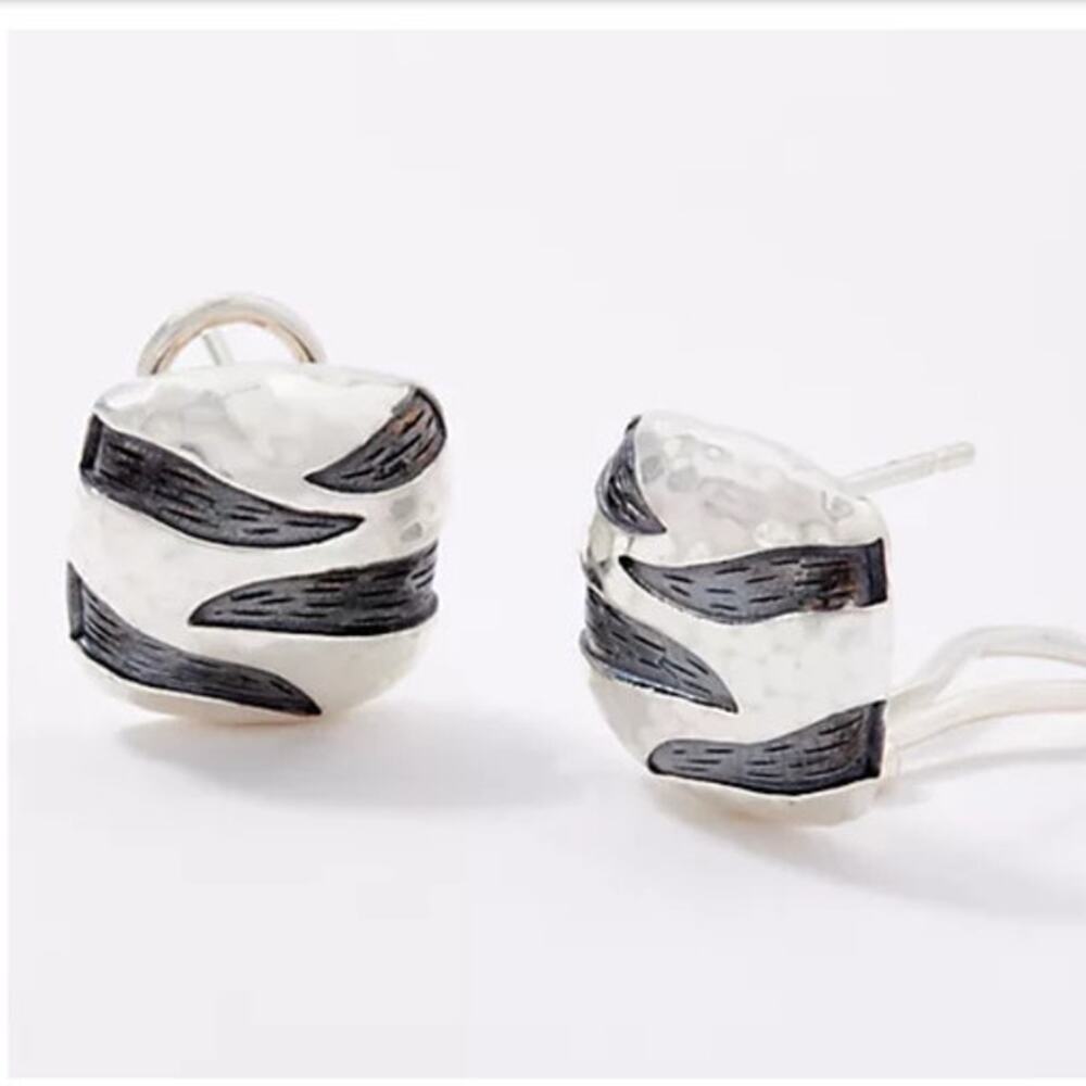 Vintage John Hardy JAI Sterling Silver 925 Tiger Stripe Button Stud Earrings
